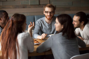 diverse young people talking having fun together cafe_1163 5145